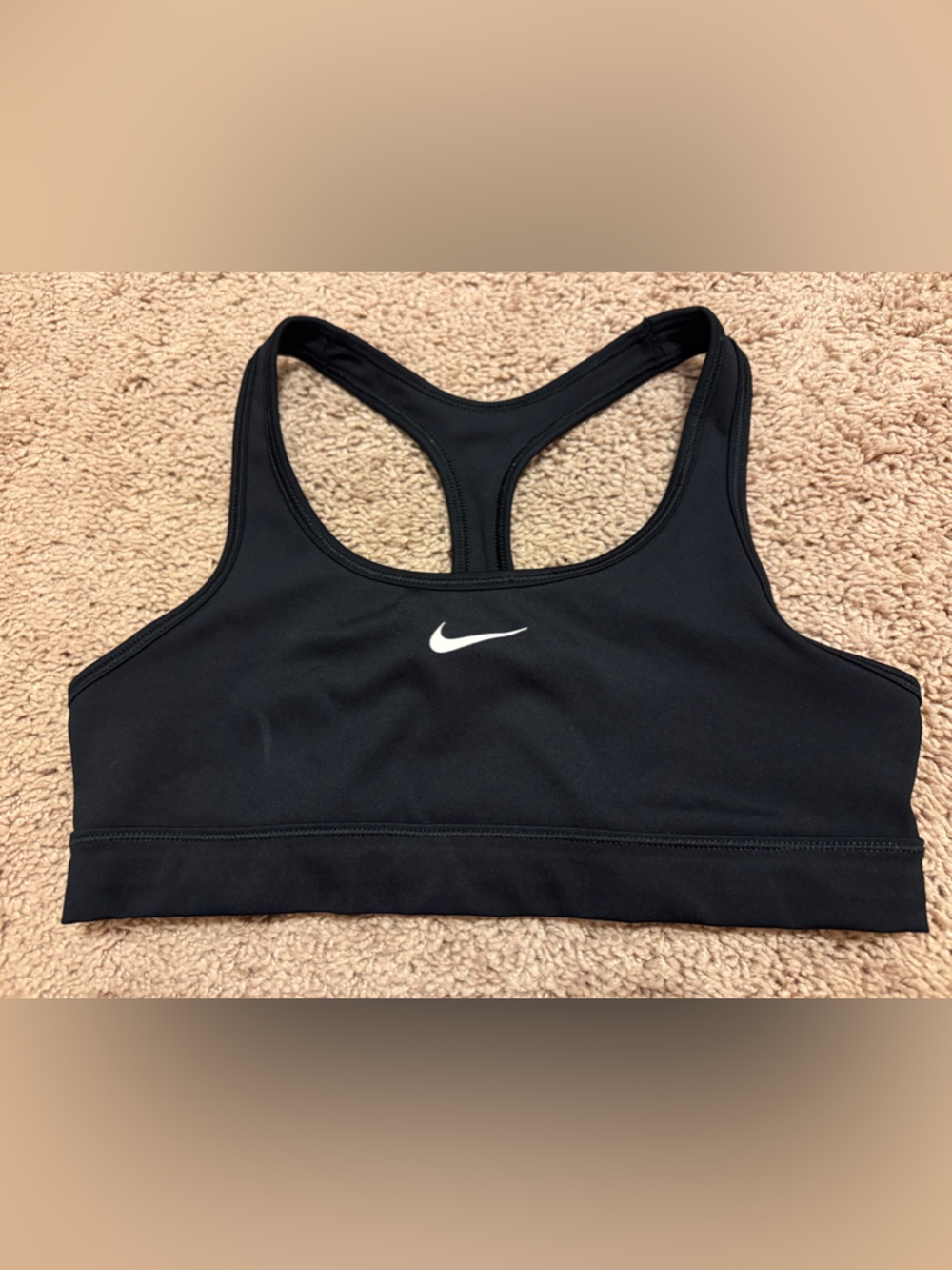 Kids Nike Black Racerback Sports Bra with White Swoosh